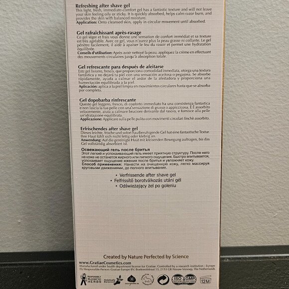 GRATIAE REFRESHING AFTERSHAVE GEL - 4.04 fl oz / 120 ml - BRAND NEW - SEALED - Picture 2 of 5